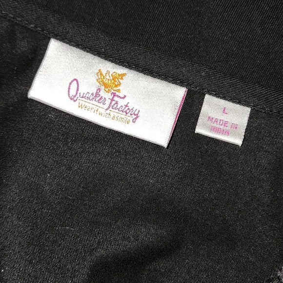 Quacker Factory Womens Black Embellished V Neck Long Sleeve Shirt Top Large - Picture 4 of 5